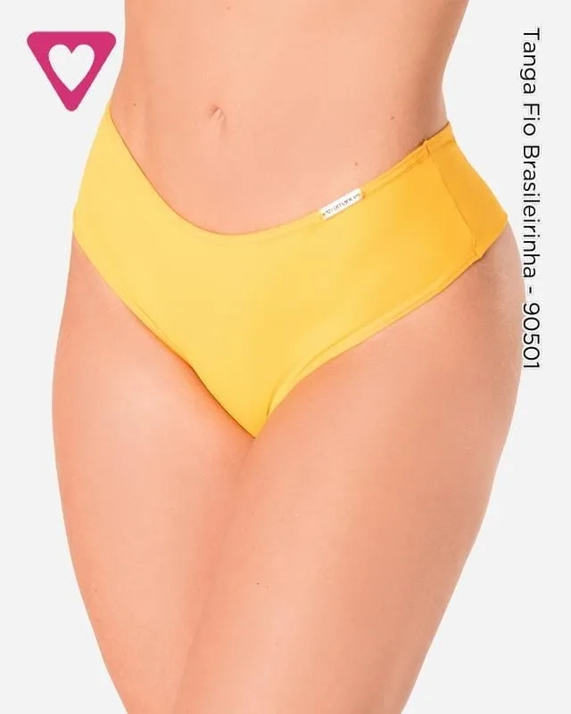 Tanga Brasileirinha fio duplo amarela