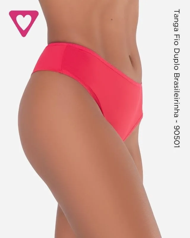 Tanga Brasileirinha fio duplo coral, fotos da peça, foto 2 de 3