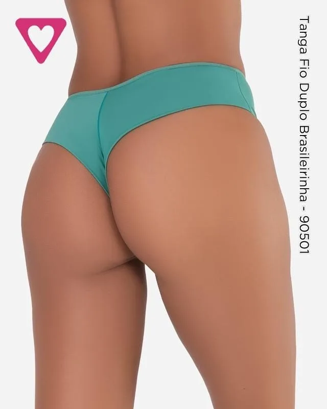 Tanga Brasileirinha fio duplo verde-água, fotos da peça, foto 3 de 3